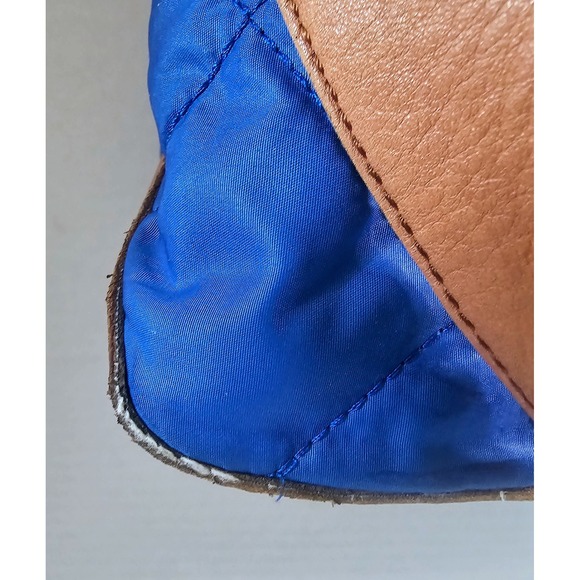 Tory Burch Royal Blue Bobby‎ Quilted Nylon Leather Tote Shoulder Bag SEE PICS - Picture 3 of 15